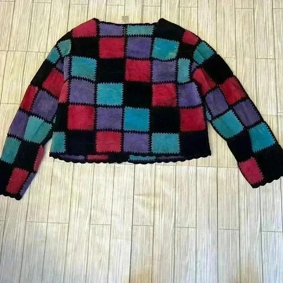 Vintage leather patchwork cardigan - Picture 4 of 6